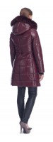 Milly Burgundy Leather Puffy Coat